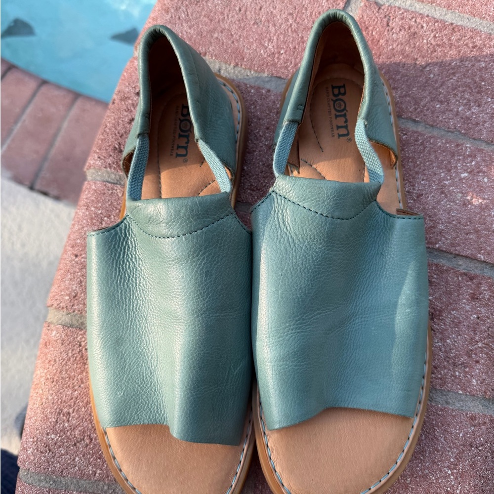 Børn Teal Leather Sandals - Picture 2 of 9